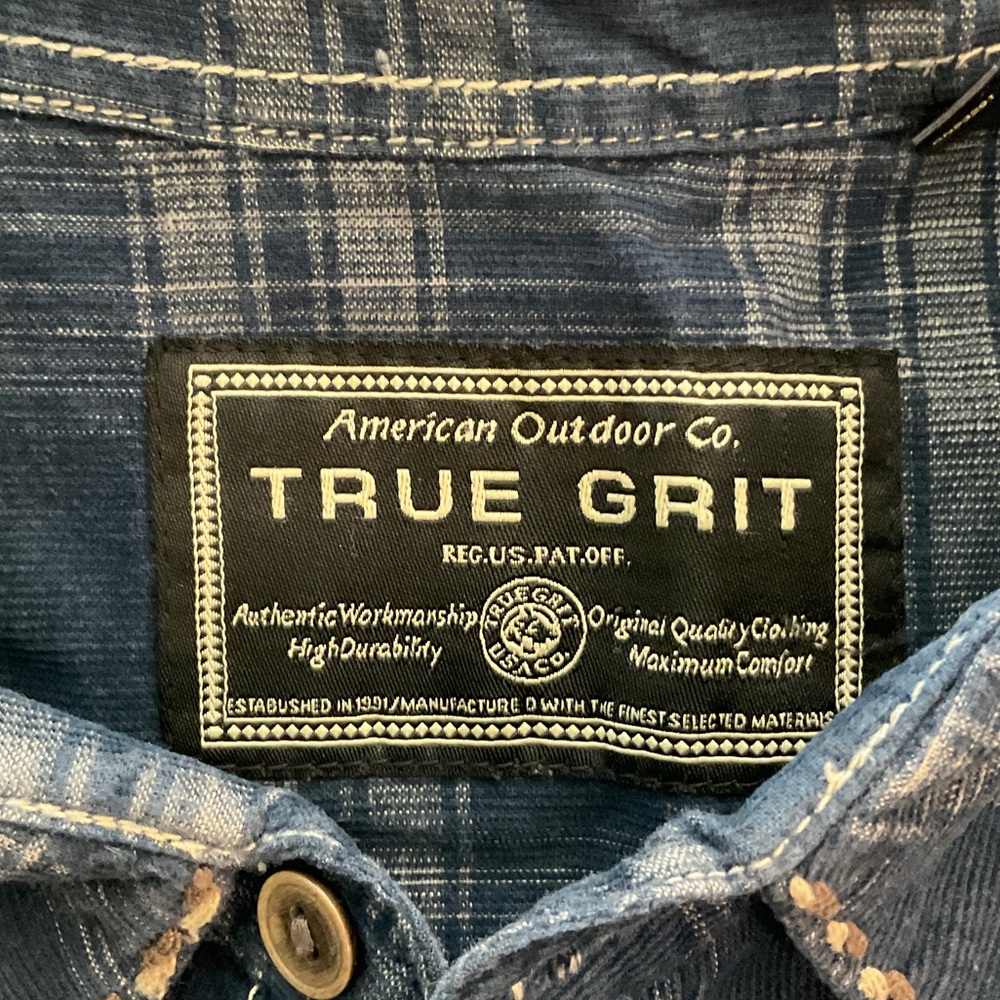 True Grit Navy Plaid Button Down Shirt - Picture 11 of 11